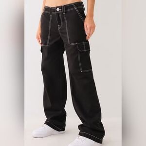 True Religion Women's Military SN Cargo Pants Jet Black Size 30 MSRP $139
